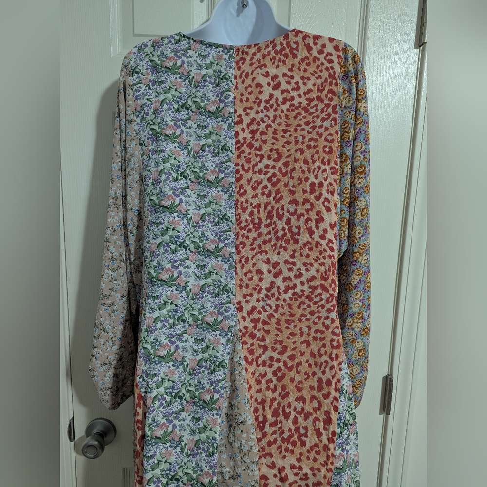 Women's Large Multicolor Bohemian Patchwork Dress Boho Maximalist - Picture 9 of 11